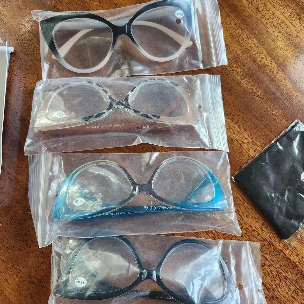 EYEEZI Blue Light Reading Glasses +1.00 – 4 New Sealed Pairs w/ Cloth